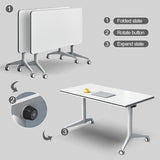 Folding Conference Room Table,Modern Conference Table 6ft White Meeting Table Flip Top Large Mobile Training Table with Silent Wheels Seminar Table for Office,Classroom(2PCS 70.8 * 23.6 * 29.5in) JNMDLAKO