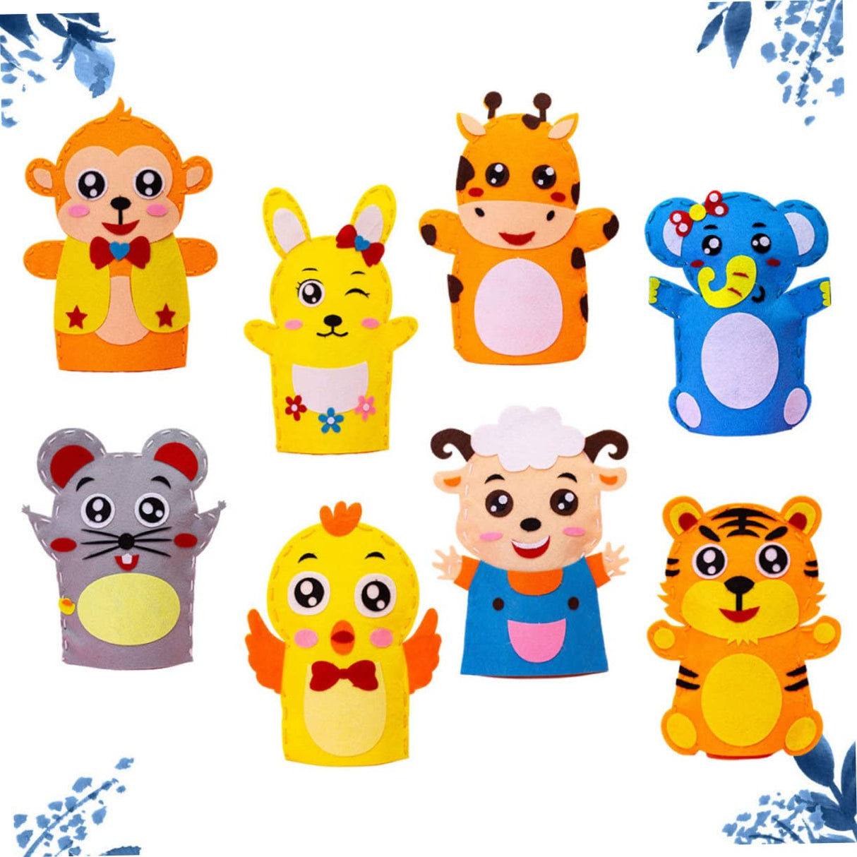 HOMOBABE 8Pcs Boy Girl Non-Woven Hand Puppet DIY Material Kit Creative Cartoon Weaving for Boys Girls Educational Toy for Early Development and Imagination HOMOBABE