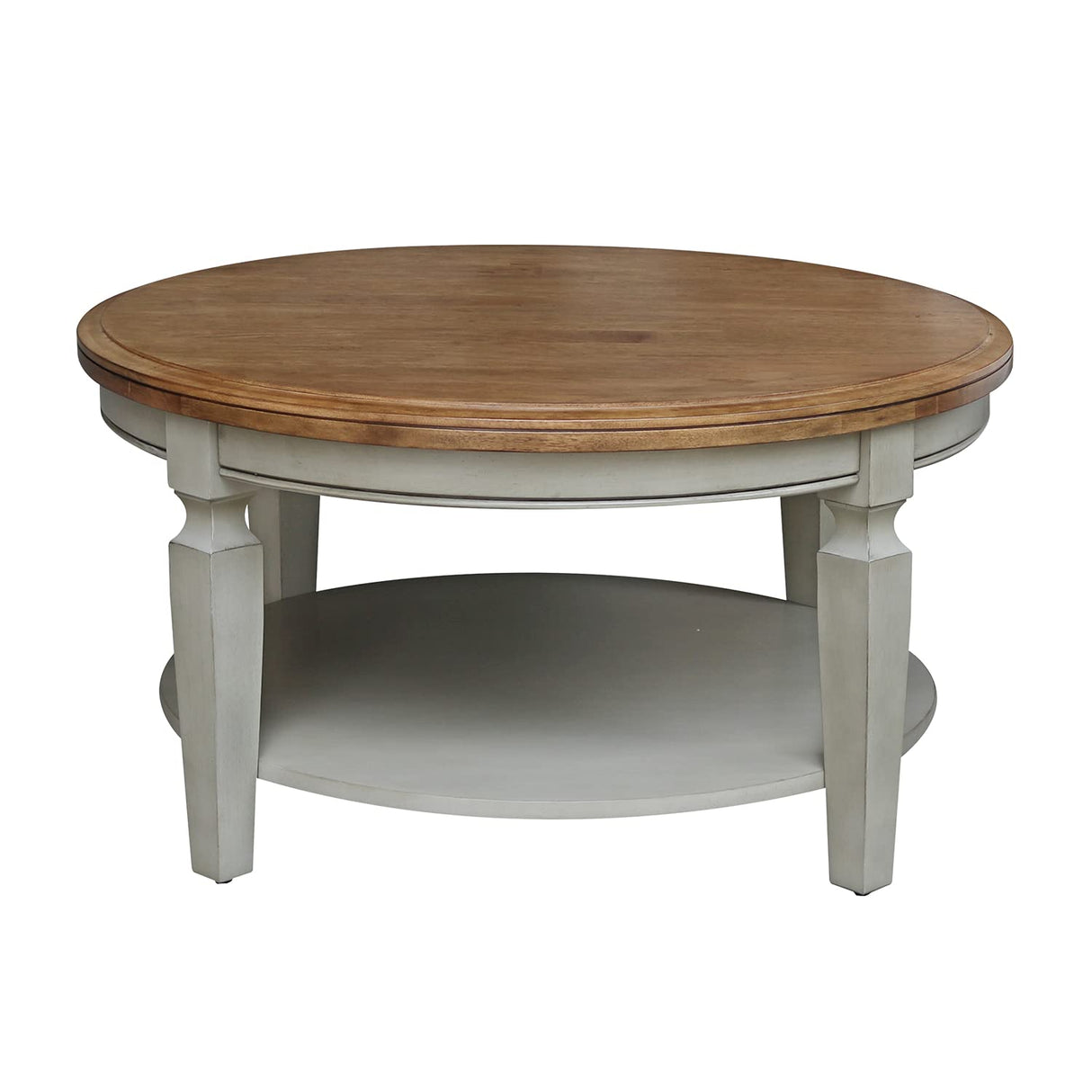 International Concepts Vista Round Hickory Stone Coffee Table IC International Concepts