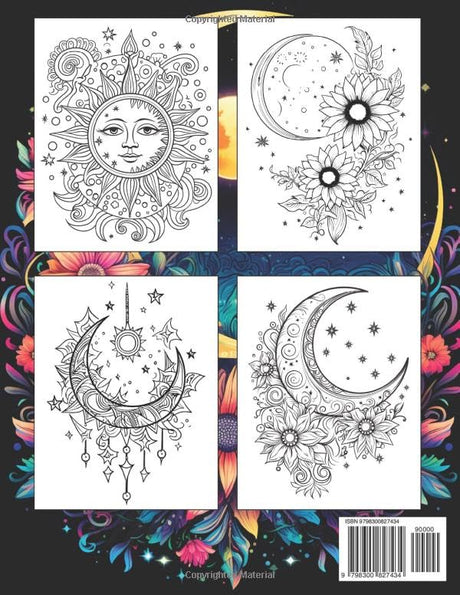 Sun & Moon: Celestial Coloring Book for Adults: Relax and relieve stress with this Mandala Coloring Book for Adults, Also good for Teens Majosta