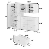 ROMSHINE Large Garage Storage System with 6 Drawers, 3-Piece Workshop Cabinet Set with Wall Mounted Storage, Utility Bookshelf Pantry Cabinet for Home Office Shopping Malls Retail Console, White ROMSHINE