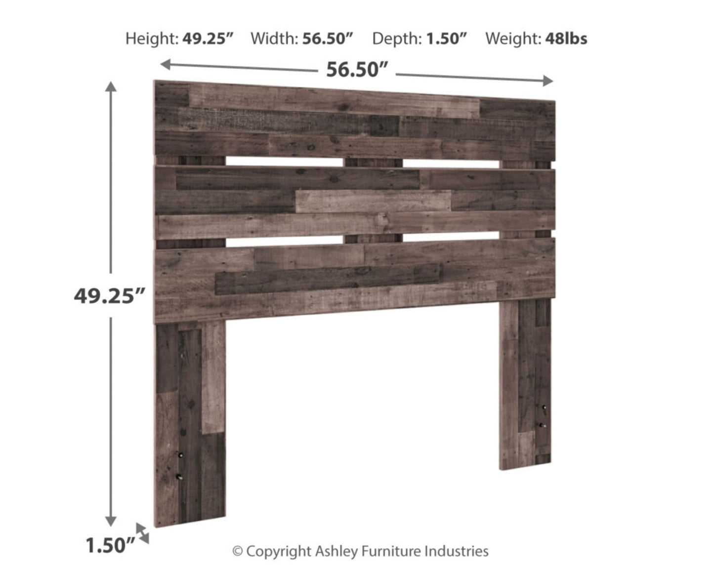 Signature Design by Ashley Neilsville Butcher Block Panel Headboard, Full, Brown