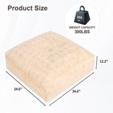 LOVMOC Square Pouf Ottoman, Comfy Lazy Floor Footrest with Memory Foam Filling, Fluffy Bubble Ottoman for Living Room, Office, Beige LOVMOC