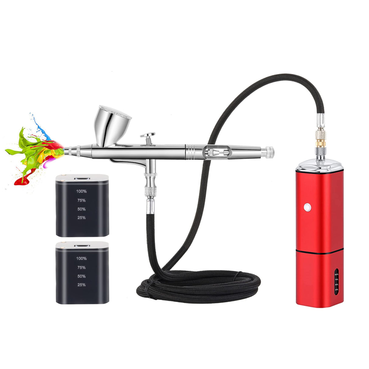 Casubaris Airbrush kit with Compressor Portable Cordless Airbrush kit,Rechargeable auto Stop Dual Action air Brush Pen,Match Different Airbrush Gun for Barbers Model Painting Nail Art Craft Makeup Casubaris