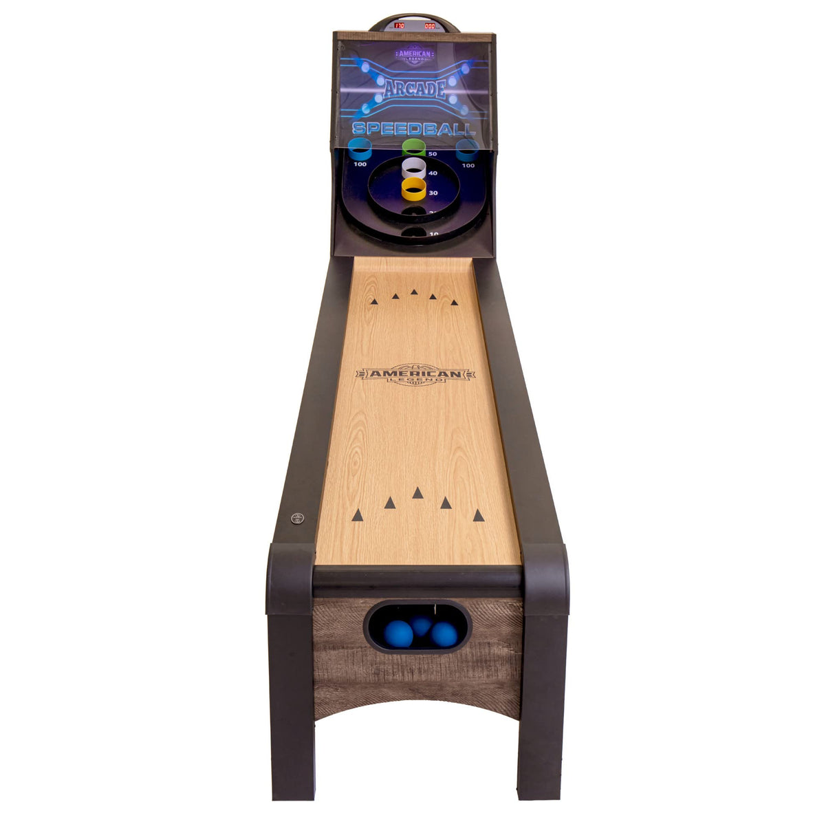 American Legend 9’ Arcade Speedball Game - Engineered Wood Construction - Realistic Game Play - Automatic Ball Return - 4 Balls Included American Legend