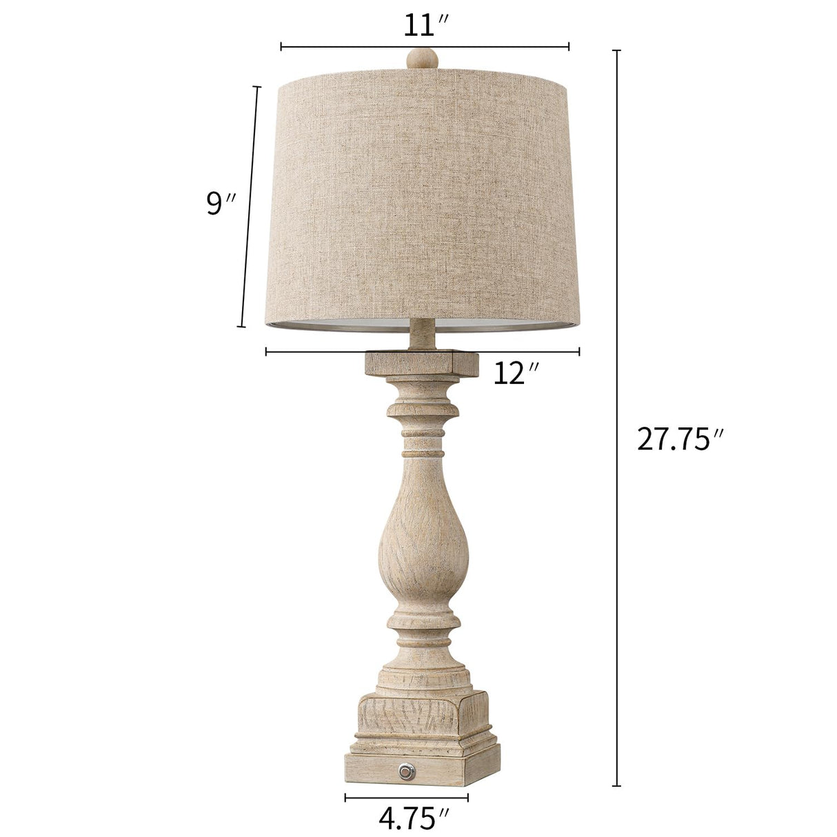 BOBOMOMO 27" Farmhouse 3-Way Dimmable Touch Control Table Lamp Set of 2 with USB A &USB C Charging Ports for Bedroom Living Room Vintage Rustic Traditional Nightstand Bedside Lamps (2 Bulbs Included) BOBOMOMO