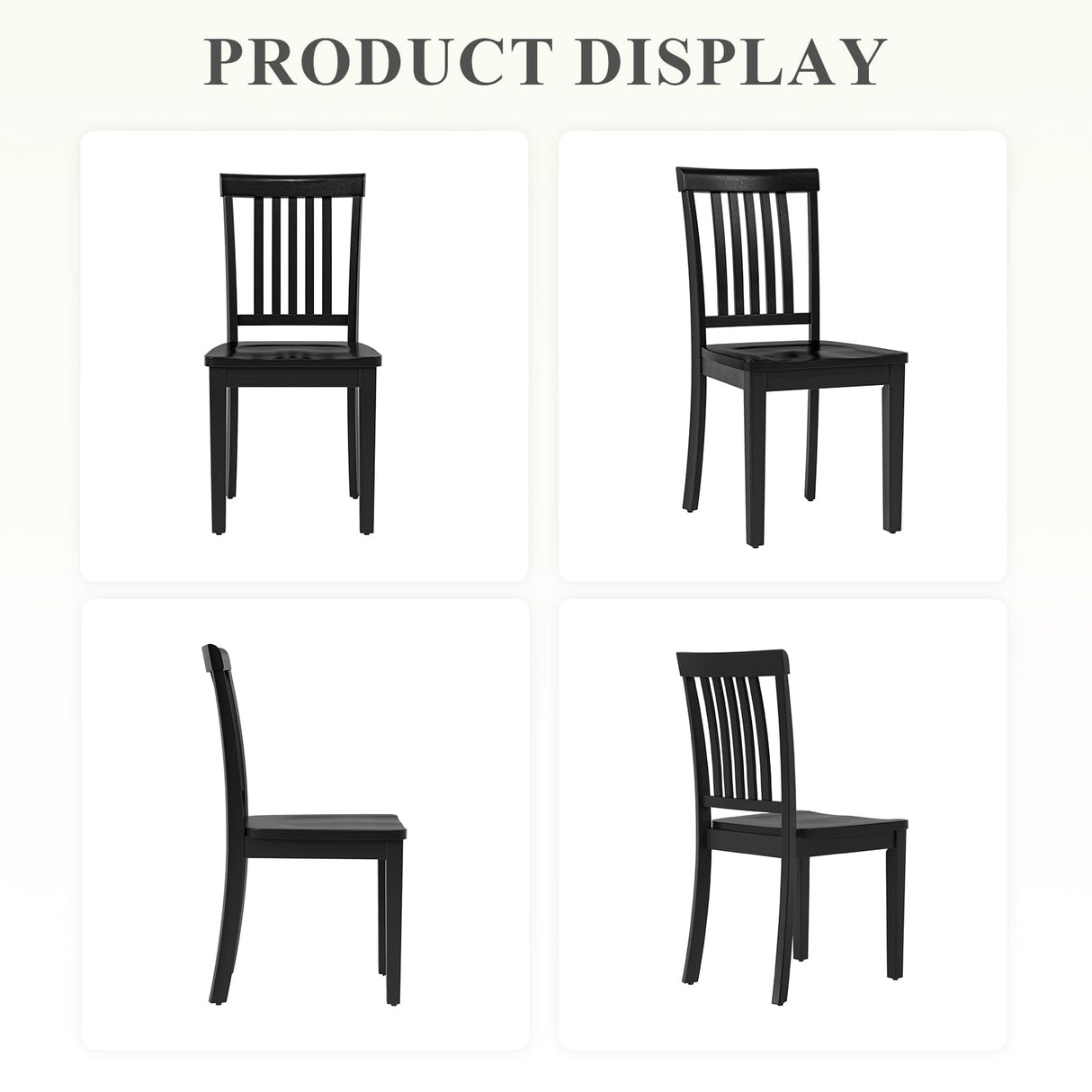 Homixis Dining Chairs Set of 6, Farmhouse Wood Chairs with Spindle High Backrest, 17.3 Inch Wood Chiars for Kitchen and Dining Room Homixis