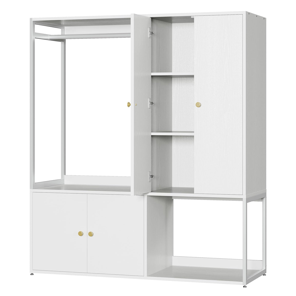 LIKIMIO Wardrobe Closet, White Cabinet with Shelves, Large Armoire Clothing Storage with Hanging Rod for Bedroom, Living/Laundry Room LIKIMIO