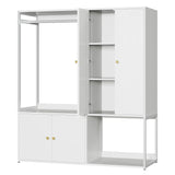 LIKIMIO Wardrobe Closet, White Cabinet with Shelves, Large Armoire Clothing Storage with Hanging Rod for Bedroom, Living/Laundry Room LIKIMIO