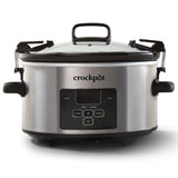 Crock-Pot 4 Quart Travel Proof Cook and Carry Programmable Slow Cooker with Locking Lid, Convenient Handles, and Digital Display, Stainless Steel Crock-Pot