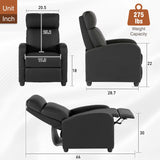 BestMassage | Recliner Chair | No Massage Function | Leather Black | with Lumbar Support, Adjustable Push Back, Wide Armrests, Footrest & Padded Seat | Easy Assembly | for Living Room, Home Theatre BestMassage