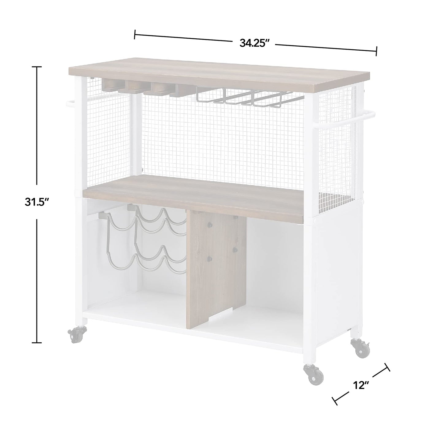 FirsTime & Co. White Chandler Farmhouse Kitchen Cart, American Designed, White, 31.5 x 12 x 31.5 inches, 70252