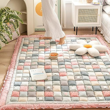 Cotton Cover Futon Mattress for Back Pain,Japanese Traditional Shikibuton Bed Tatami Sleeping Pad,Foldable Roll Up Tatami Mattress Pad,Traditional Japanese Roll Up Bed,27.56x70.87in Floor Mattress KnvsS