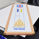 3-in-1 Wood Shuffleboard, Tabletop Curling Game Board Set with 8 Rollers, Portable Mini Tabletop Games for Kids and Adults QCHIAN