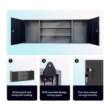 Wood Top Workbench Set System, Included Pegboard Wall Cabinets Wood Table Top, for Garage Basement JZD