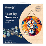 Figured'Art Paint by Numbers Kit for Adults on Wood Slice, 11.8in Diameter - Lion - Craft Art Painting DIY Canvas Figured'Art