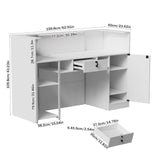 PAKASEPT Modern Reception Desk with LED Lights, 63 Inches Front Counter Table with Lockable Drawer & Shelves, Checkout Counter for Reception Room, Lobby, Beauty Salon, Retail,Office PAKASEPT