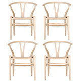 Tomile Set of 4 Wishbone Chair Solid Wood Y Chair Mid-Century Armrest Dining Chair, Hemp Seat (Ash Wood - Natural) Tomile