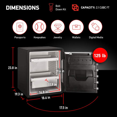 SentrySafe Black Fireproof Waterproof Floor Safe with Dial Combination Lock for Home or Office, 2.05 Cubic Feet, SFW205CWB SentrySafe