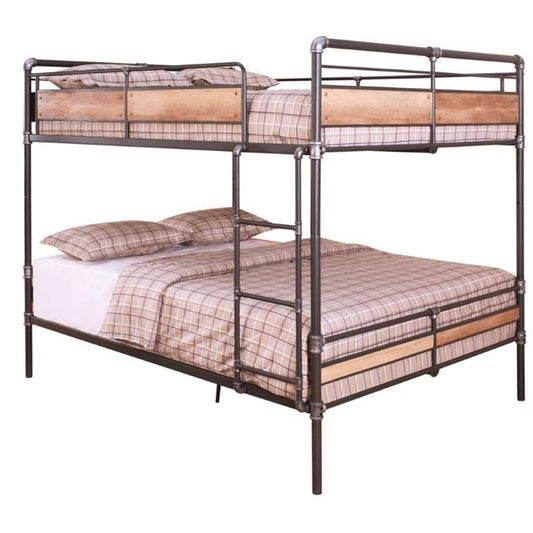 Acme Brantley II Queen Over Queen Metal Bunk Bed in Sandy Black