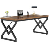 Tribesigns Executive Desk, Office Desk with Extra Thickened Wooden Tabletop and Metal Frame, Large 63 Inches Computer Desk Writing Table Study Desk for Home Office, Rustic Brown Tribesigns