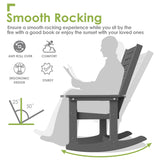 GREENVINES Outdoor Rocking Chairs | Set of 2 | Porch Rocker | HDPE Plastic | Grey | Oversized Rockers | High Back | Big & Tall | Ladder Back | for Patio Outside Backyard Balcony Garden GREENVINES