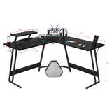 Homall L Shaped Gaming Desk Computer Corner Desk PC Gaming Desk Table with Large Monitor Riser Stand for Home Office Sturdy Writing Workstation (Classical Black, 51 Inch) Homall