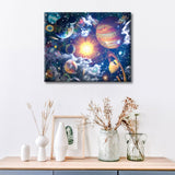 Planets in Space Paint by Numbers for Adults, Earth and Stars Space DIY Paint by Number Kits Starry Sky Oil Painting by Numbers for Beginners, Acrylic Paint Crafts for Home Decor 16x20Inch Frameless TUMOVO