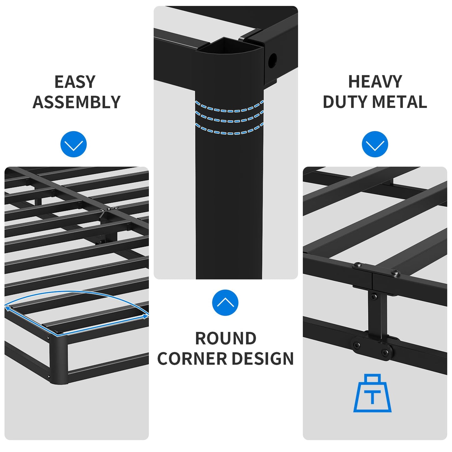 UOMEUR King Box Spring,5 Inch Low Profile Box Spring for King Bed,3500lbs Heavy Duty Metal Mattress Foundation Support with Easy Clean Fabric Cover,Non-Slip/Easy Assembly/No Noise/Box Spring Only