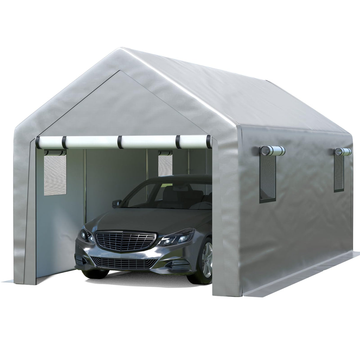 Jocoevol Carport 10x20 ft Heavy Duty with Roll-up Windows, Portable Garage with Removable Sidewalls & Doors, Car Canopy with Sandbags All-Season Tarp for Car Boat Truck Motorcycle Jocoevol