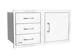 Bull Outdoor Products Premium Components for Outdoor Kitchen BBQ Island 38" 3 Drawer Door Combo with Reveal Bull Outdoor Products
