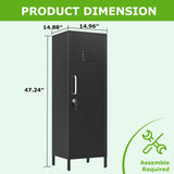 PAOFIN 47" Metal Storage Locker, Lockable Employees Metal Locker with Door and Adjustable Shelves, Steel Locker for Home, School, Office, Gym (Black) PAOFIN