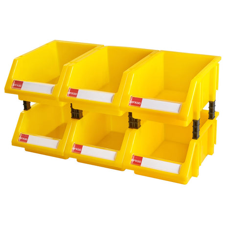 Aerkaa Plastic stackable storage bins tool storage bins for garage, workshop, office storage(Yellow,Pack of 6) Aerkaa