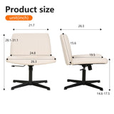 FDW Criss Cross Chair Armless Cross Legged Office Desk Chair Adjustable Swivel Ergonomic Desk Chair No Wheels U Shaped Backrest with Wide Seat Native Sponge Computer Task Vanity Chair for Home Office FDW