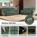 A Ainehome Manual Recliner Sofa Set, Corduroy Recliner Chair, Modern Loveseat Sofa, Modern Reclining Sofa Couch and Recliner Couches for Living Room/Office(Sofa+Loveseat, Green) A Ainehome