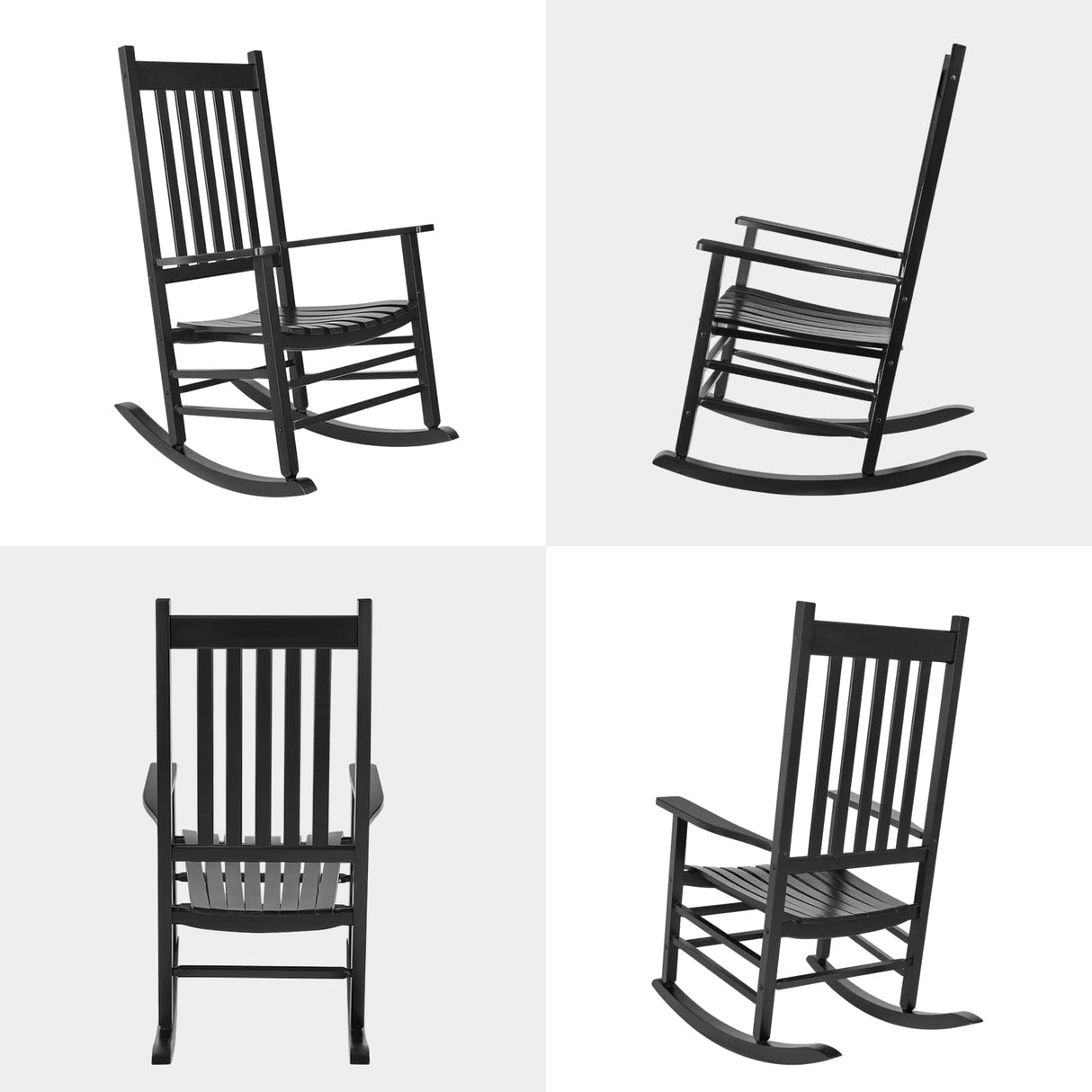 MAMIZO Wooden Rocking Chair Outdoor with High Back,Indoor, Oversized, Easy to Assemble for Garden,Lawn, Balcony, Backyard,Porch,Wooden Porch Rocker MAMIZO