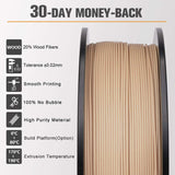 SUNLU Real Wood Fiber Wood PLA Filament, Neatly Wound PLA 3D Printer Filament 1.75mm Dimensional Accuracy +/- 0.03mm, Fit Most FDM 3D Printers, 1kg Spool (2.2lbs), Woody Scent Real Wood Fiber PLA 1.75 SUNLU