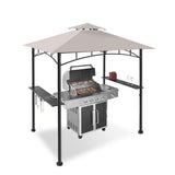 FAB BASED 5x8 Grill Gazebo Canopy for Patio, Outdoor BBQ Gazebo with Shelves & Extra 2 LED Light(Grey) FAB BASED