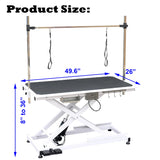 50 inch Professional Electric Dog Grooming Table - Height Adjustable Pet Grooming Table w/Grooming Arm, Anti Slip Tabletop & Powerful Motor, Heavy Duty Dog Grooming Station, White Ufyerutg