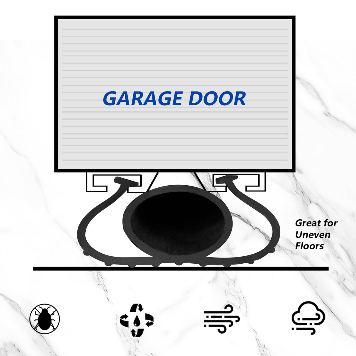 DGSL Garage Door Seals Bottom Rubber Weather Stripping Kit Seal Strip Replacement,Universal Weatherproof Threshold Buffering Sealing Rubber 5/16 Inch T Ends, 3 3/4 Inch Width (16 Ft, Black) DGSL