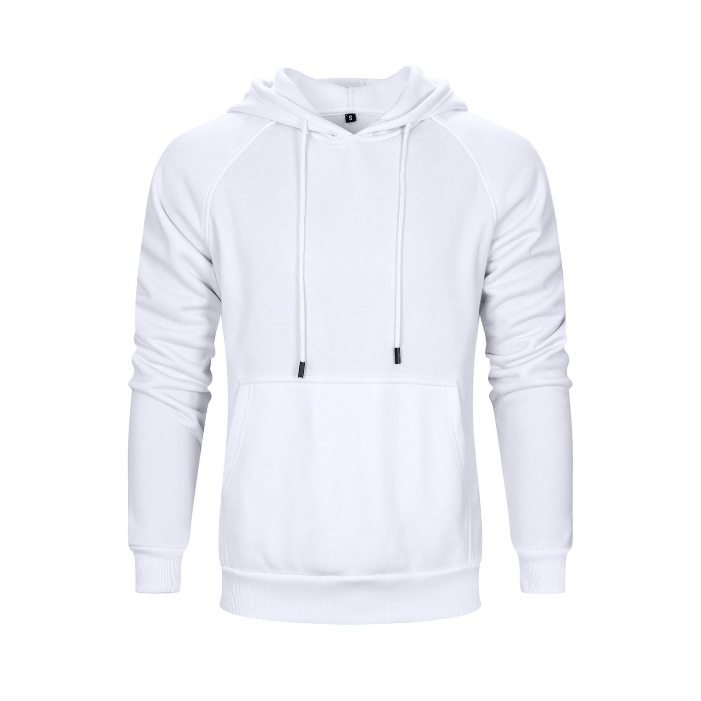 TOLOER Men's Hoodies Pullover Slim Fit Solid Color Sports Outwear Sweatshirts White Large