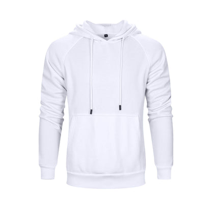 TOLOER Men's Hoodies Pullover Slim Fit Solid Color Sports Outwear Sweatshirts White Large