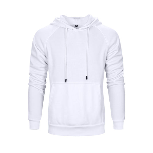 TOLOER Men's Hoodies Pullover Slim Fit Solid Color Sports Outwear Sweatshirts White Large