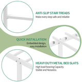 QUJEON Bunk Bed,Twin Over Twin Bunk Beds for Kids Teens Adults,Heavy Duty Metal Slats Bed Frame with Ladders and Guardrail,400 lbs Capacity,No Spring Box Required,White QUJEON