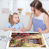 JUJUHOOD Windows Roses Paint by Numbers Kit for Adults,Flower Adult Paint by Number Kits,DIY Acrylic Paint by Number on Canvas for Home Wall Decor 16X20 Inch JUJUHOOD