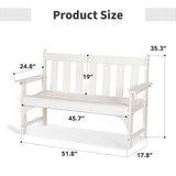 nalone Outdoor Bench, HDPE All Weather Patio Bench Load up to 800 Lbs, 2-Person Garden Bench Rot-Proof Fade Proof for Patio, Porch, and Park (White) nalone