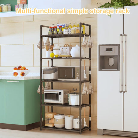 5 Tier Storage Shelves Adjustable Shelving Unit Heavy Duty Storage Rack 66 Lbs Capacity for Kitchen Pantry Closet Bathroom Laundry Garage Black Generic