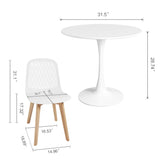 Mid Century Modern Round Dining Table Set for 4 with Chairs in Dining Room, Small Kitchen, Office, Cafe, Restaurants KM Legend