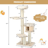 Tangkula Modern Cat Tree, Multi-Level Large Cat Tower w/Cat Condo, Hammocks & Hanging Basket, Tall Cat Tree w/Sisal Posts, Washable Cushions, Wood Cat Trees and Towers for Indoor Large Cats Tangkula