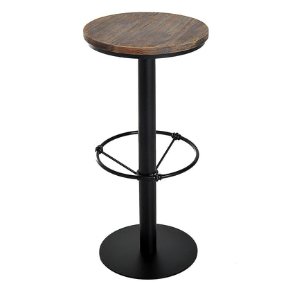 HOMCOM 42" Adjustable Rustic Industrial Bar Table with Pine Wood Top and Metal Frame - WoodArtSupply